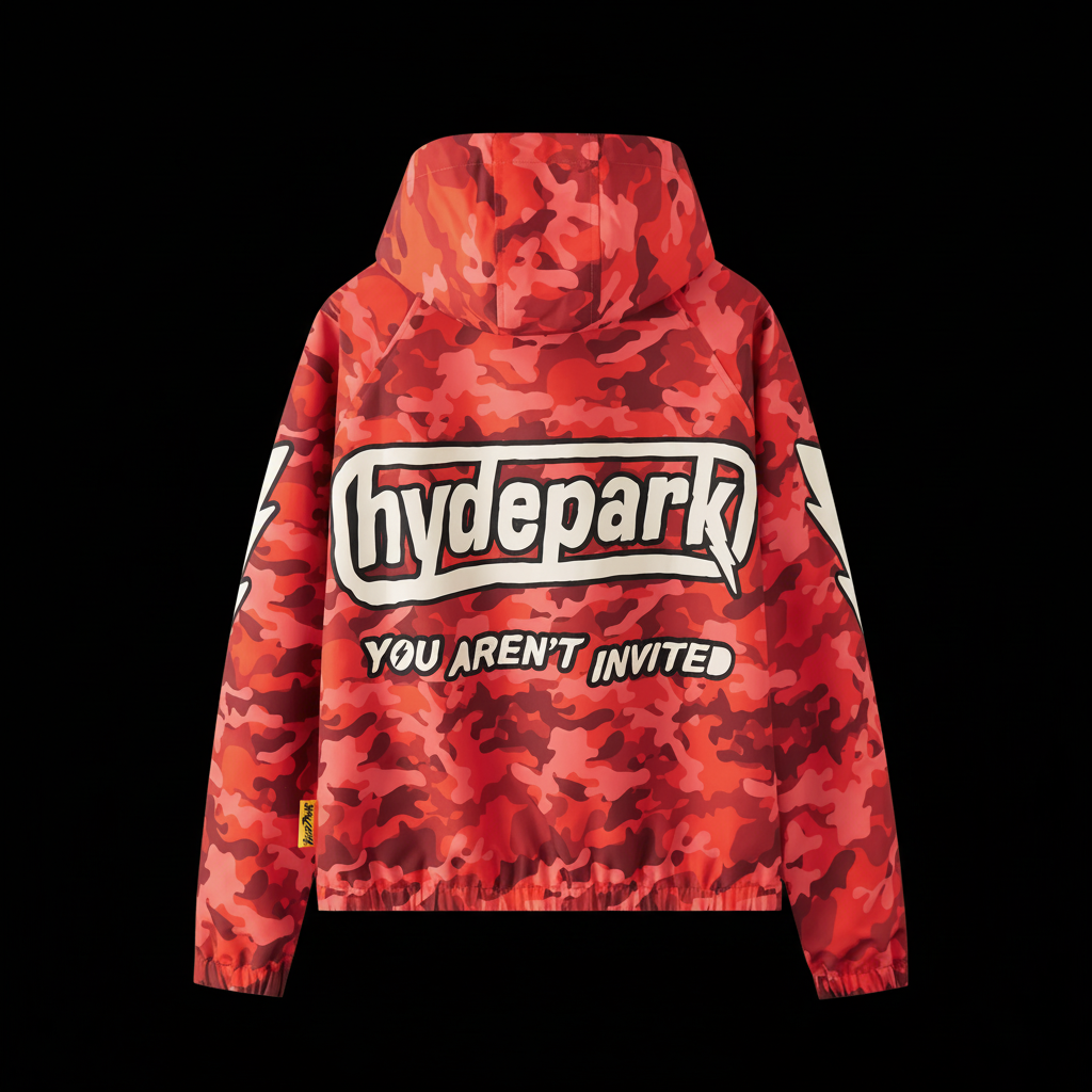 LIGHTNING CAMO HOODED TRACK JACKET - RED