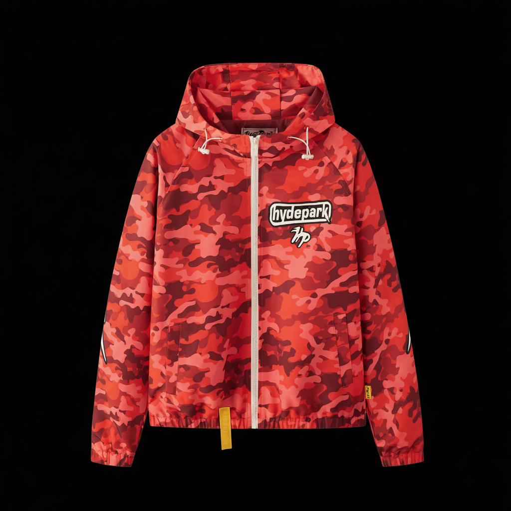 LIGHTNING CAMO HOODED TRACK JACKET - RED