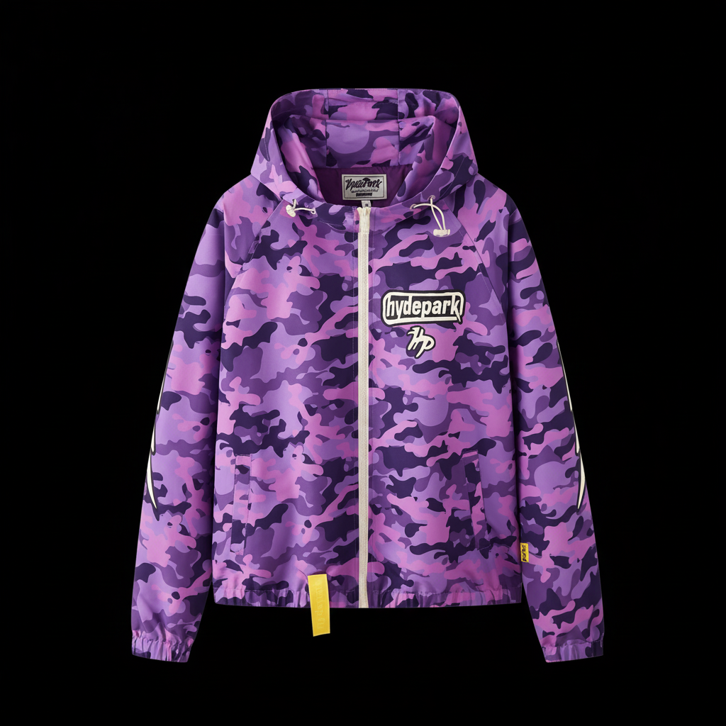 LIGHTNING CAMO HOODED TRACK JACKET - PURPLE