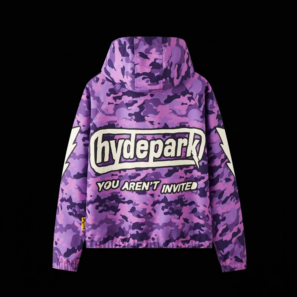 LIGHTNING CAMO HOODED TRACK JACKET - PURPLE