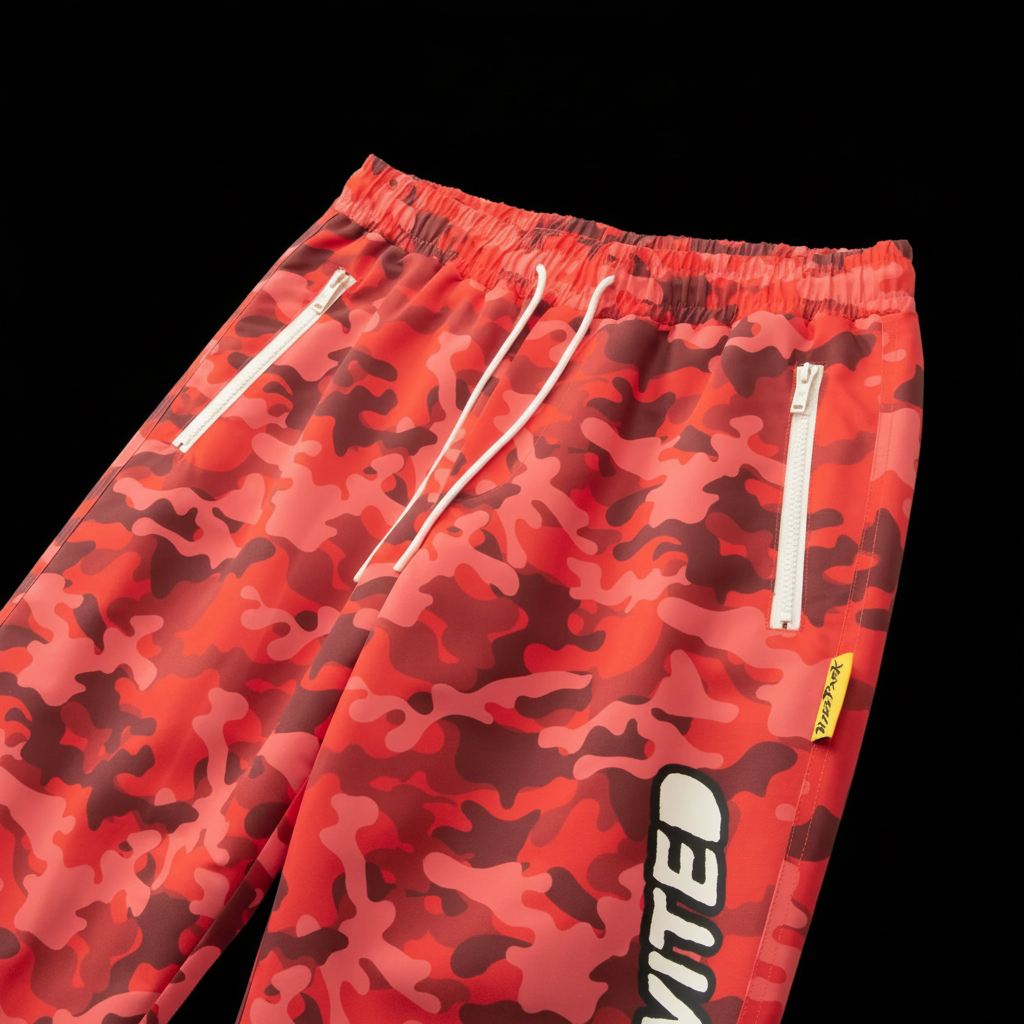 LIGHTNING CAMO TRACK PANT - RED/PURPLE