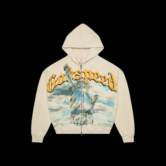 CHROME LIBERTY ZIP HOODIE V2 (BONE)