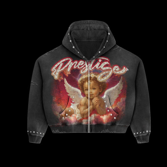 Black Prestige Angel Hoodie Red
