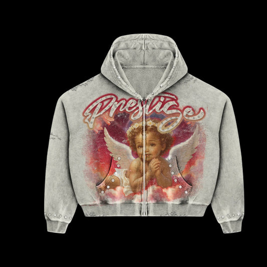 Grey Prestige Angel Hoodie Red
